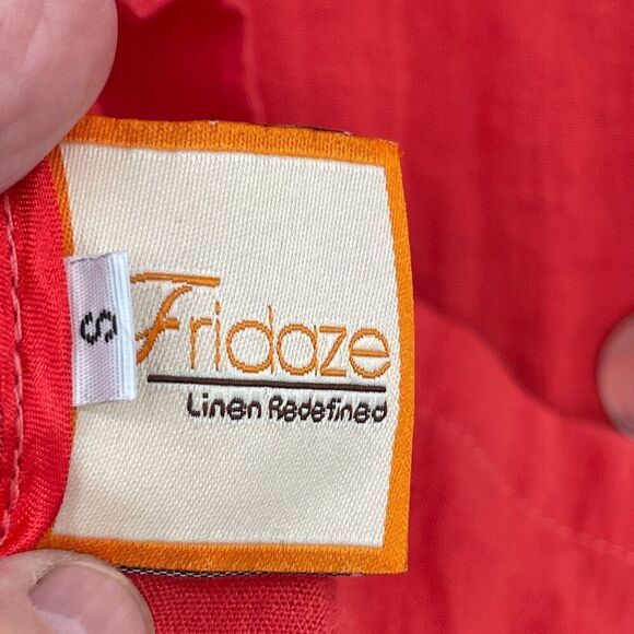 Fridaze Orange Linen Redefined 3/4 Sleeve Button Up Shirt Jacket Small - Picture 5 of 8